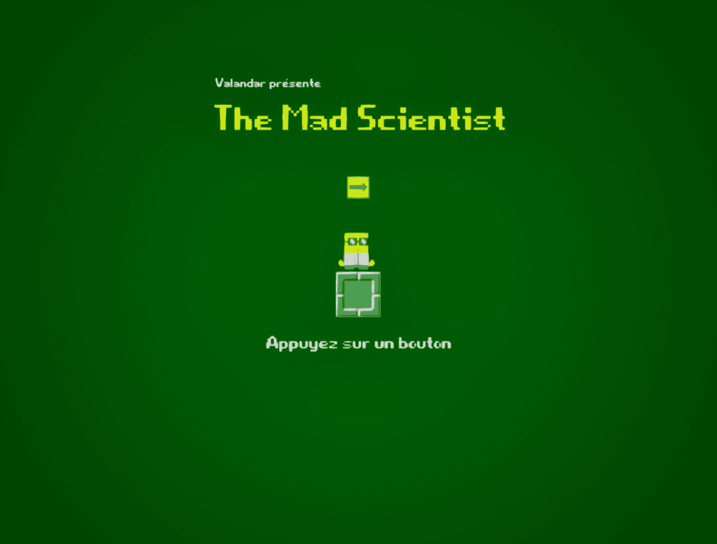 Ecran d'accueil de Mad Scientist